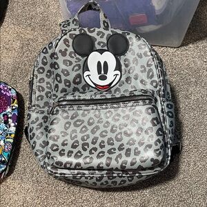 Disney Gray Leopard Print Mickey Backpack